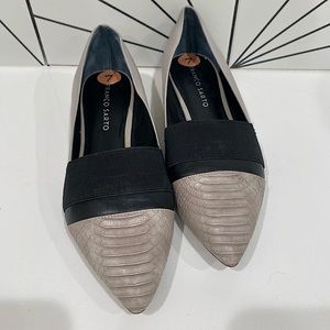 Franco Sarto Faux Snakeskin Pointed Toe Flats